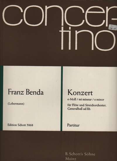photo of Koncert e minor für Flöte und Streichorchester, score