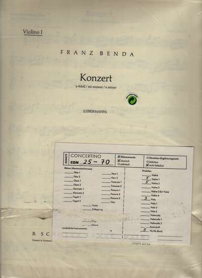 photo of Koncert e minor für Flöte und Streichorchester, parts
