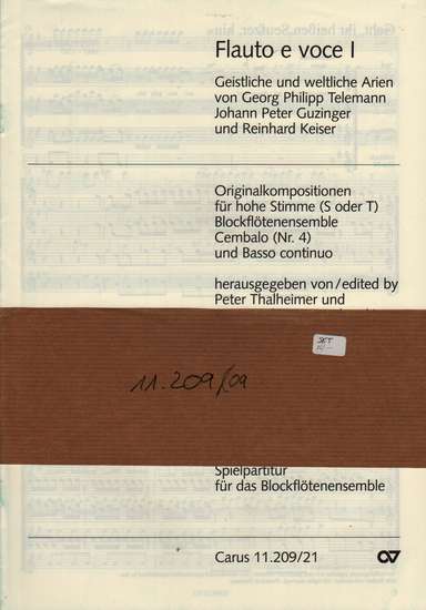 photo of Flauto e voce I, Geistliche und weltliche Arien, hohe Stimme, recorder part