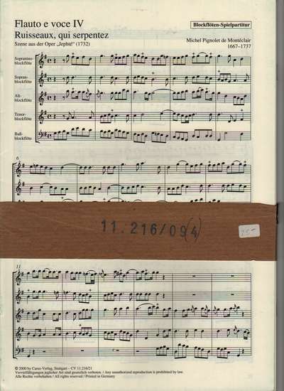 photo of Flauto e Voce IV, Arien und Rezitative für hohe Stimme, recorder set