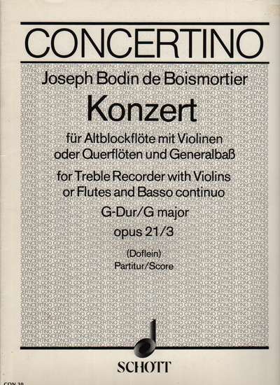 photo of Concerto for Alto Recorder with Violins, score