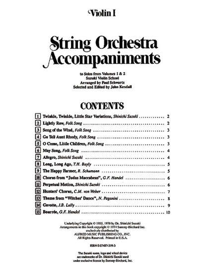 photo of Suzuki String Orchestra Accompaniments, Violin I for Volumes 1& 2