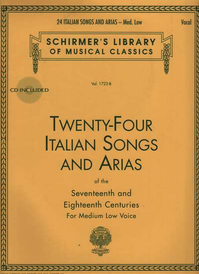 photo of Twenty-Four Italian Songs and Arias of the 17th and 18th Centuries, Med Low CD