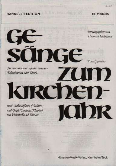 photo of 31 Hymns for the Church Year for equal voices, Vocal part, in German