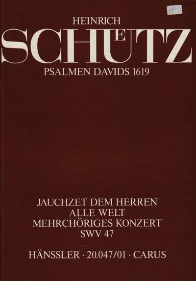 photo of Jauchzet dem Herren alle Welt, SWV 47 Psalmen Davids 1619 score, 4 choirs, inst.