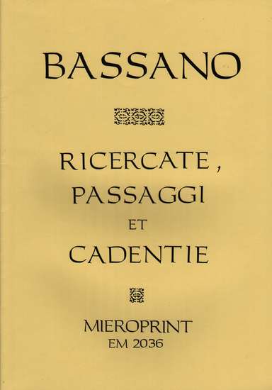 photo of Ricercate, Passaggi et Cadentie, Facsimile