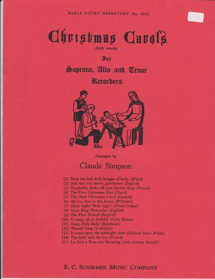 photo of Christmas Carols for Soprano, Alto, and Tenor Recorders