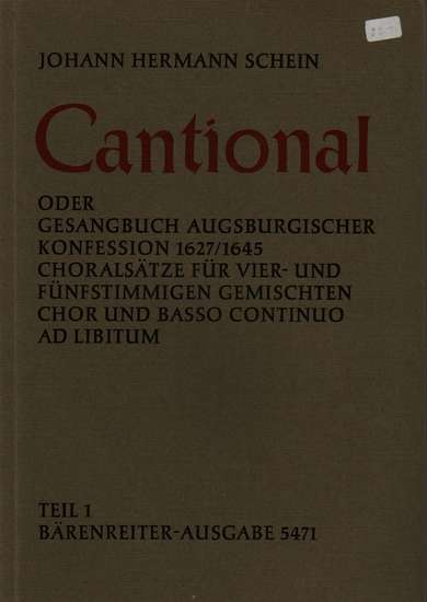 photo of Cantional Teil 1, Choral settings for four and five part mixed choir