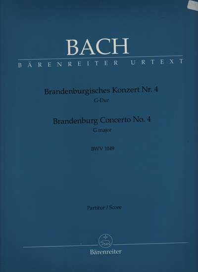 photo of Brandenburg Concerto No. 4 G major, BWV 1049, score, Urtext