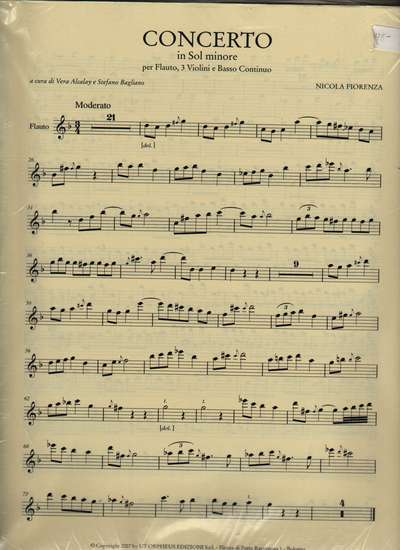 photo of Concerto in Sol minore per Flauto, 3 Violini e Bc, parts
