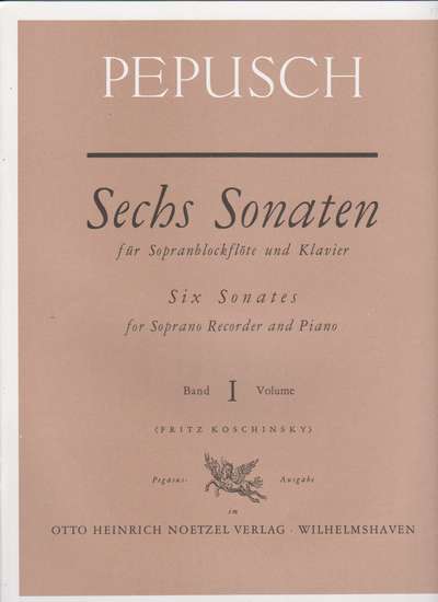 photo of Six Sonatas for Soprano Recorder and Piano, Volume I, C major, d minor, F major