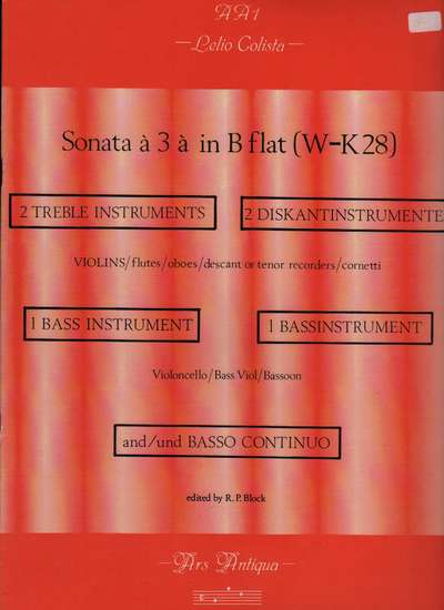 photo of Sonata a 3 in B flat (W-K28)
