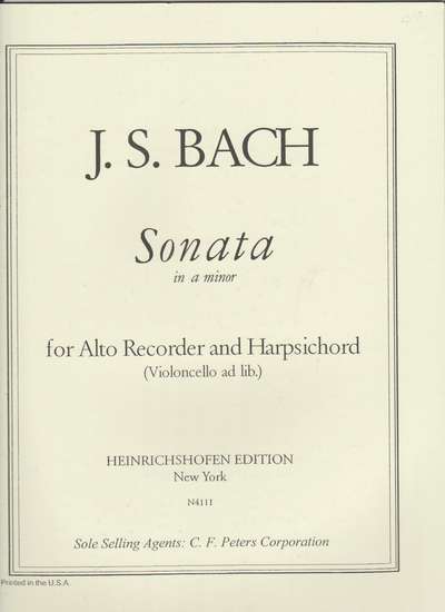 photo of Sonata in a minor for Alto Recorder and Harpsichord BWV 1020 Original g minor