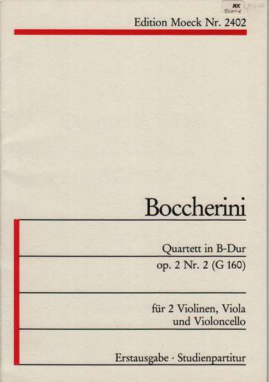 photo of Quartett in B Dur, Op. 2, No. 2 (G160) Study Score