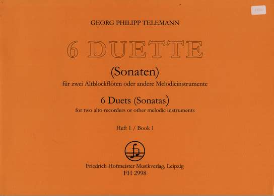 photo of 6 Duets, Sonatas, Book 1, Op. 2, Ns. 1-3, TWV 40:102.101.103 transposed
