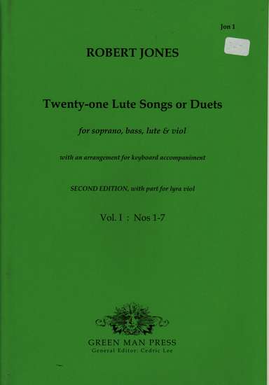 photo of Twenty-one Lute Songs or Duets, from Second Book of Songs,Vol. I, Nos 1-7