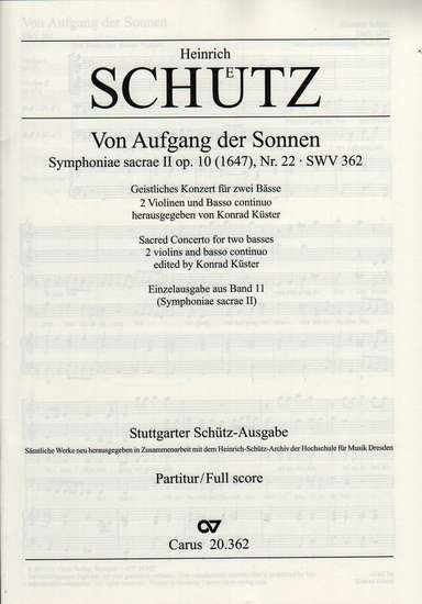 photo of Von Aufgang der Sonnen, SWV 362, full score
