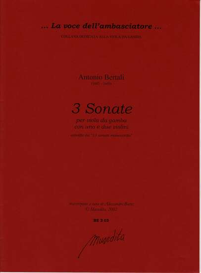 photo of 3 Sonate per viola da gamba con uno e due violini