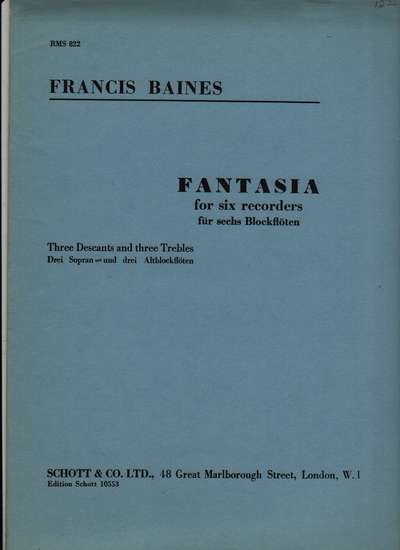 photo of Fantasia for six recorders (RMS 822)