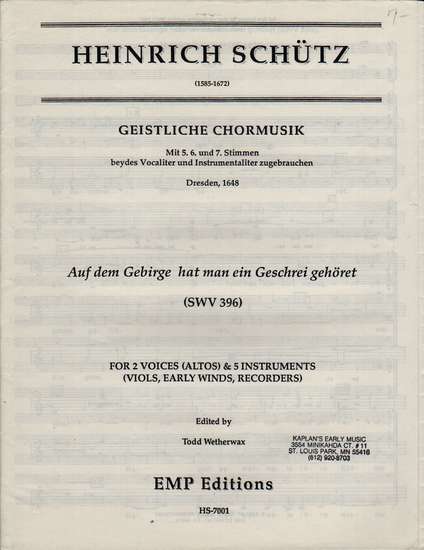 photo of Auf dem Gebirge hat man ein Geschrei gehoret Geistliche Chormusik, SWV 396