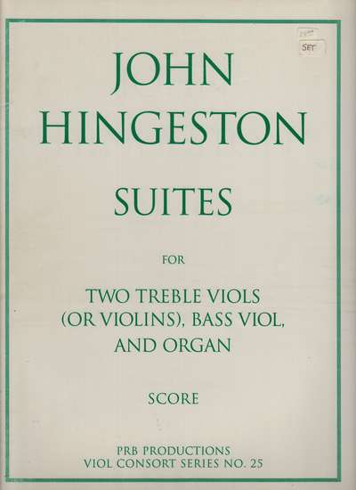 photo of Suites for Two Treble Viols(Violins), Bass Viol, and Organ