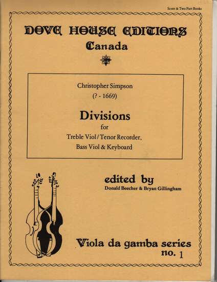 photo of Divisions for Treble Viol, Bass Viol, & Keyboard