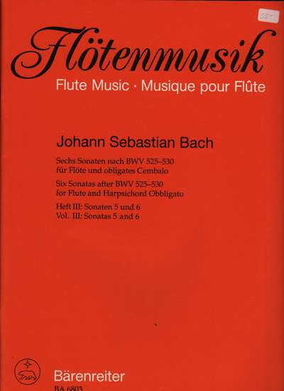 photo of Six Sonatas after BWV 525-530 for Flute & Harpsichord Obbligato