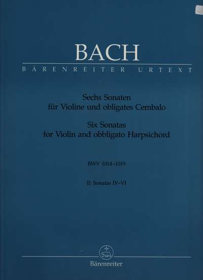 photo of Six Sonatas for Violin, Vol. II, BWV 1017-1019
