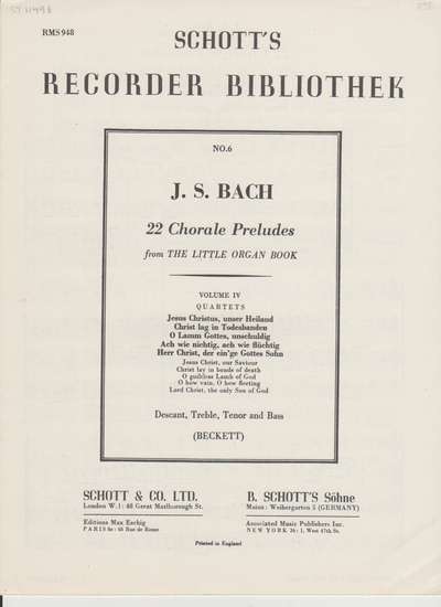 photo of 22 Chorale Preludes, Vol. IV