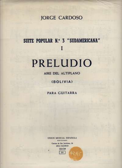 photo of Preludio, Suite Popular No. 3 Sudamericana (slightly shopworn)