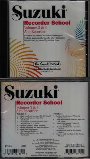 photo of Suzuki Recorder School, Vol. 3 & 4,  Alto, CD