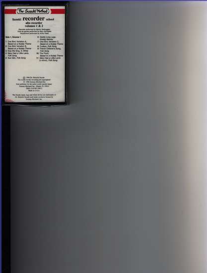 photo of Suzuki Recorder School, Vol. 1 & 2, Alto, cassette