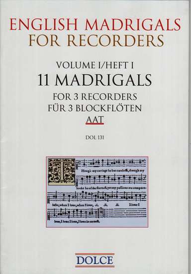 photo of English Madrigals for Recorders, Volume I, 11 Madrigals for 3 Recorders