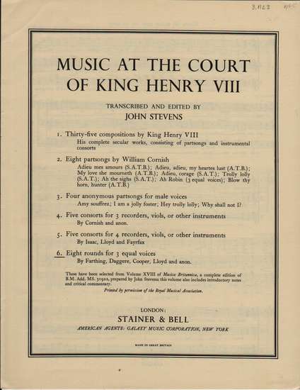 photo of Eight rounds for 3 equal voices, Farthing, Daggere, Cooper, Lloyd