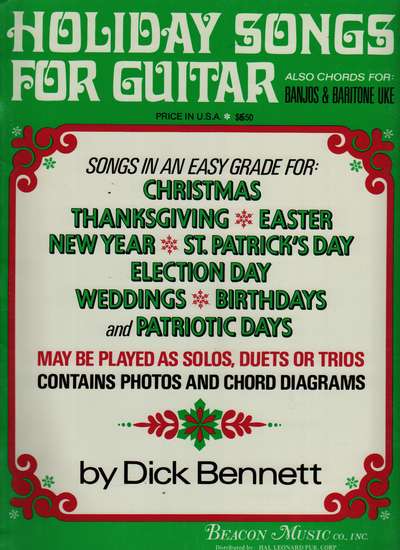 photo of Holiday Songs for Guitar, also chords for Banjo and Baritone Uke